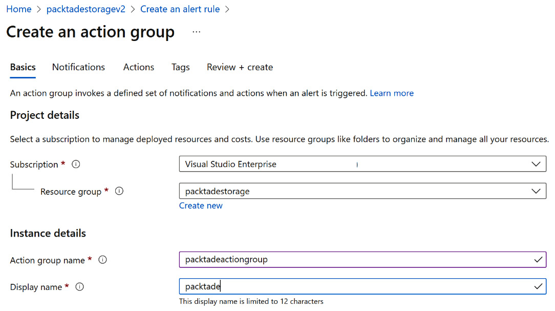 Figure 2.35 – Adding a new alert action group
