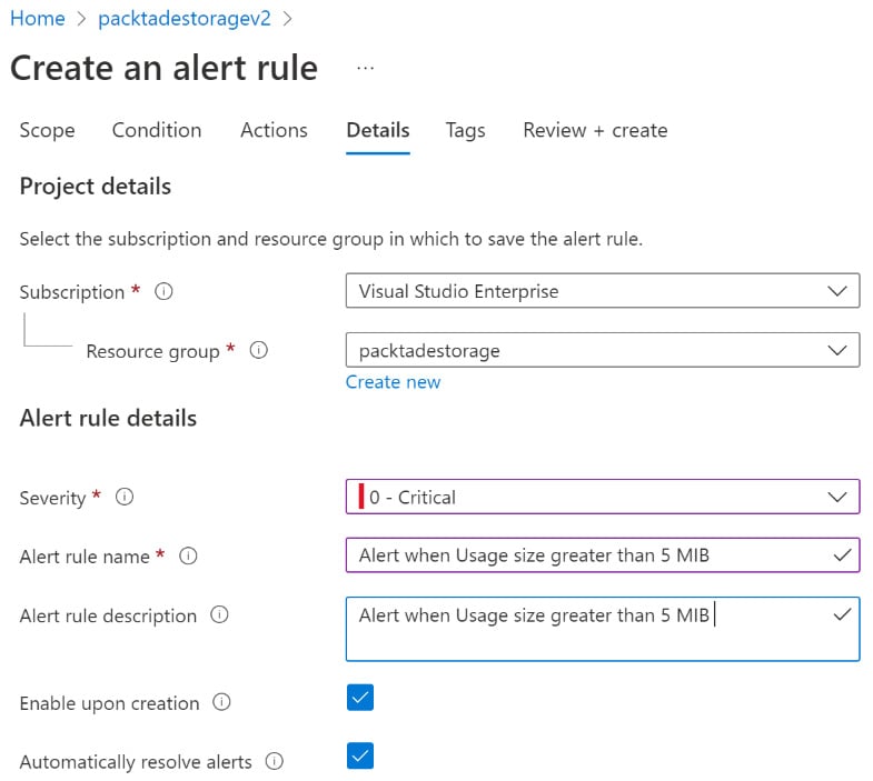 Figure 2.37 – Creating an alert rule
