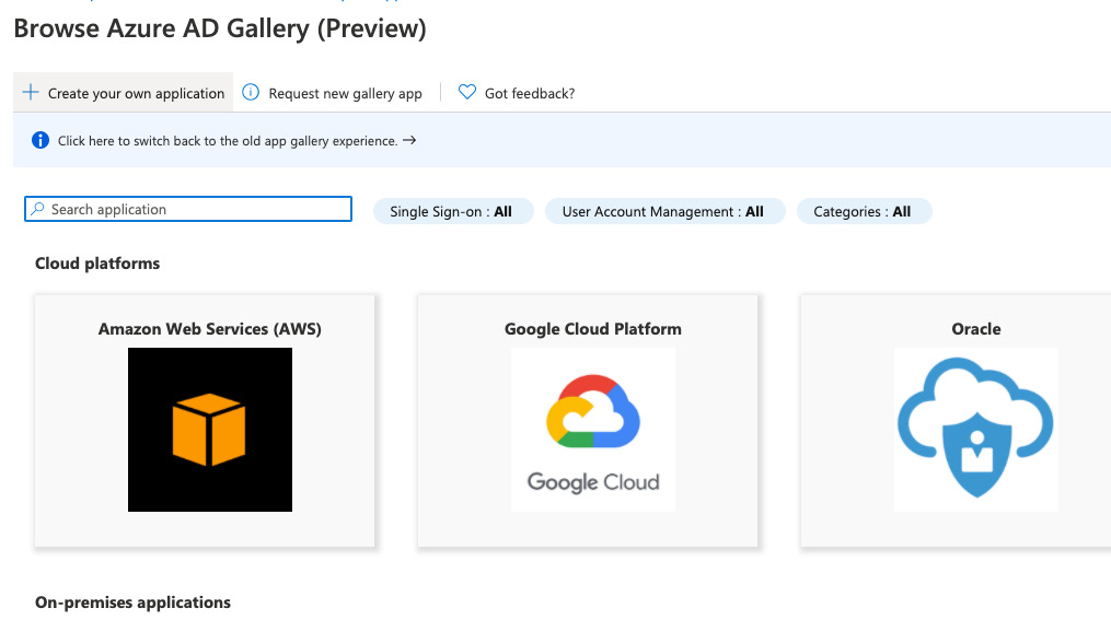 Figure 2.26 – The Azure enterprise application creation page
