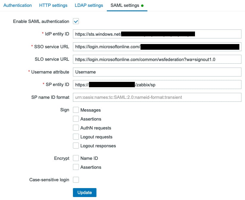 Figure 2.34 – The Zabbix SAML settings
