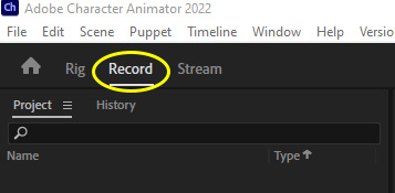 Figure 1.15: The Record tab is always accessible at the top