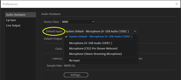 Figure 1.19: Setting up your audio hardware