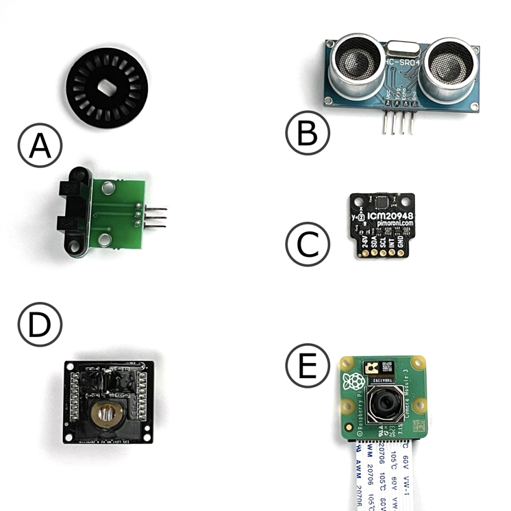Figure 1.18 – A selection of sensors for making robots