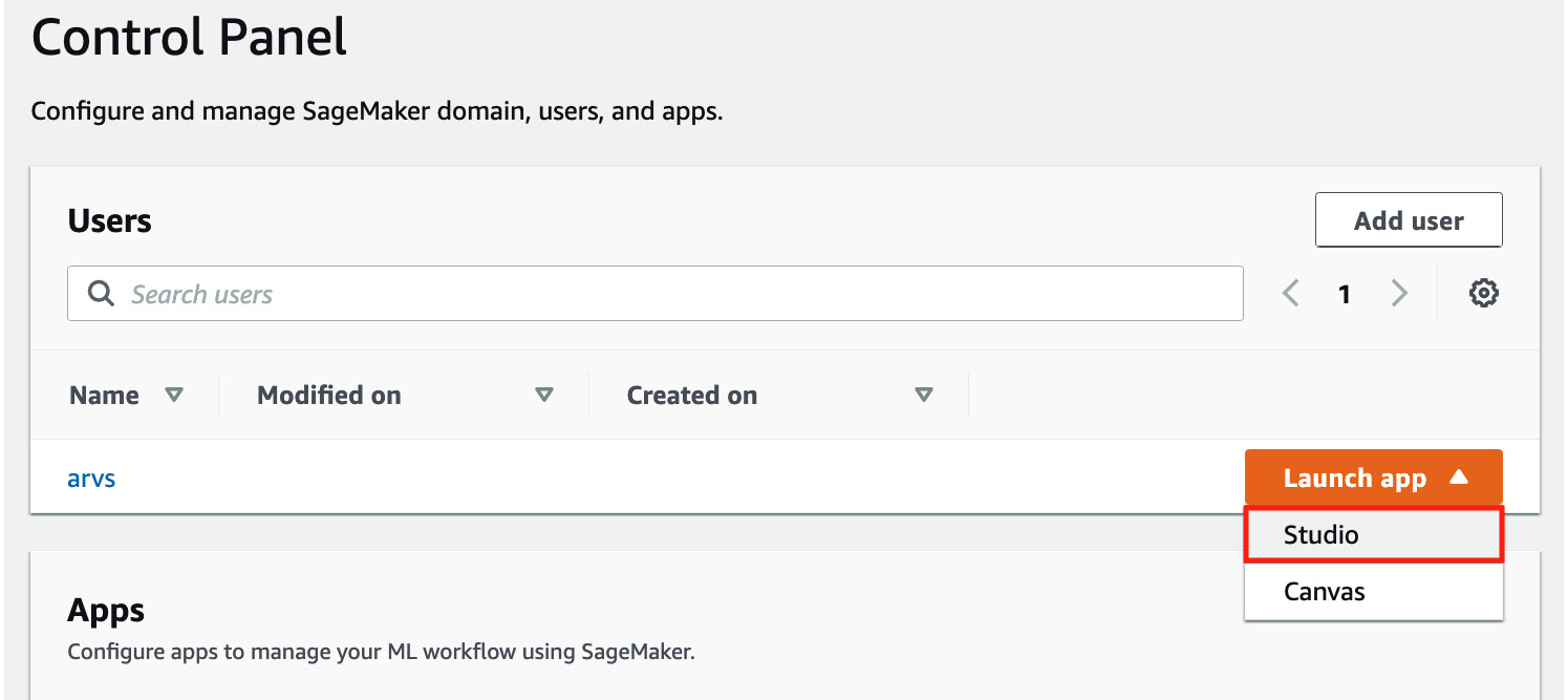 Figure 1.22 – Opening SageMaker Studio
