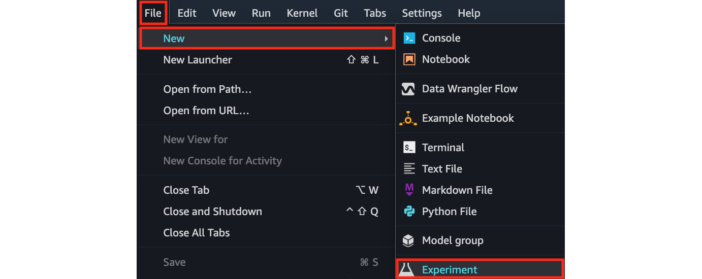 Figure 1.23 – Using the File menu to create a new experiment


