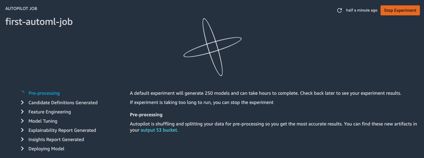 Figure 1.25 – Waiting for the AutoML job to complete
