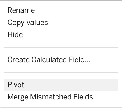 Figure 1.9 – Menu options from the Table Details pane