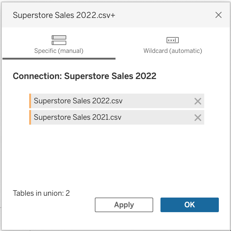 Figure 1.17 – Dragging files to the union dialog box