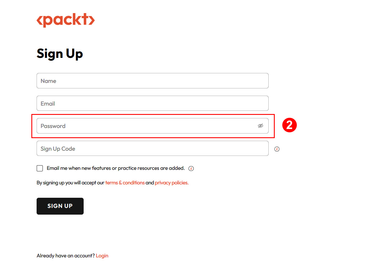 Figure 0.3: Create a strong password in the sign-up form