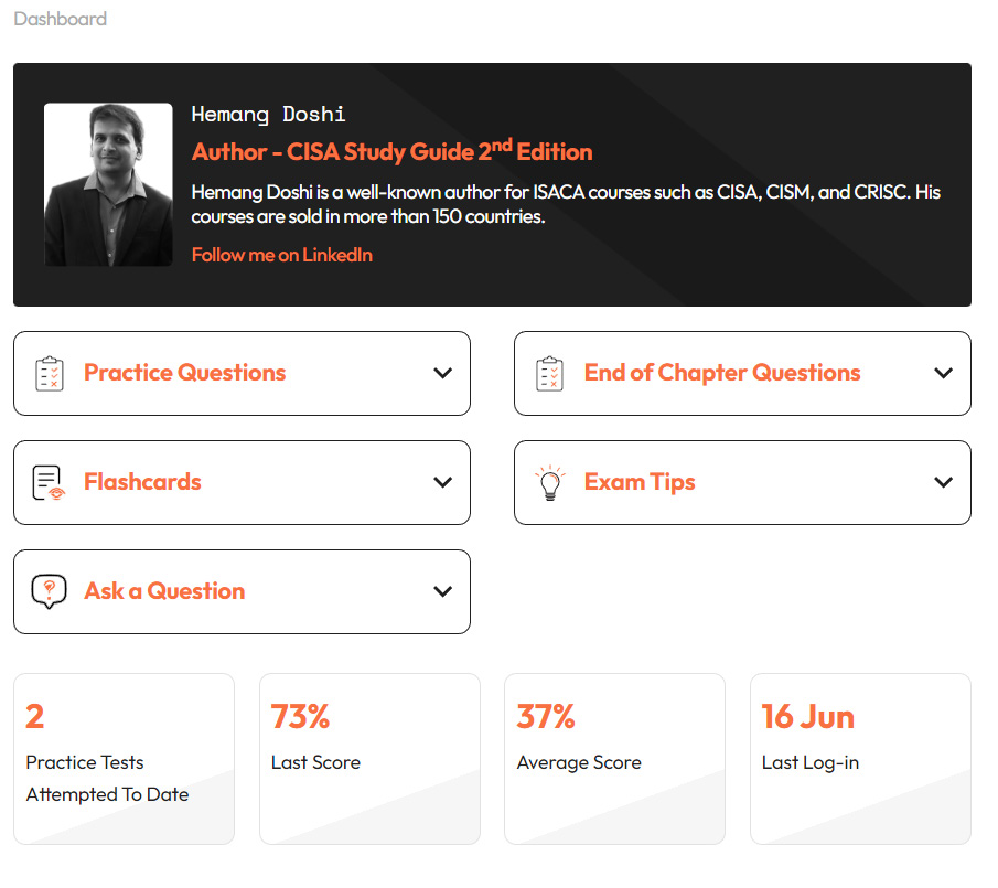 Figure 0.6: Online exam-prep platform dashboard