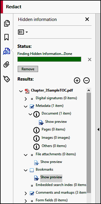 Figure 12.5 – Hidden Information pane