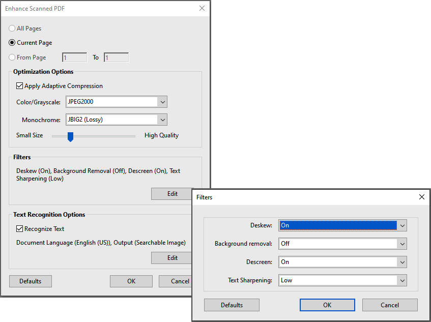 Figure 2.7 – Scan & OCR | Enhance | Scanned Document | Filters options