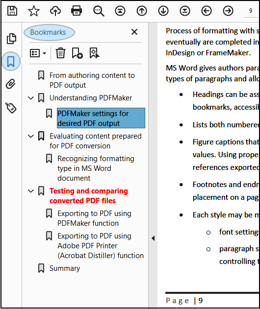 Figure 4.11 – Bookmarks pane