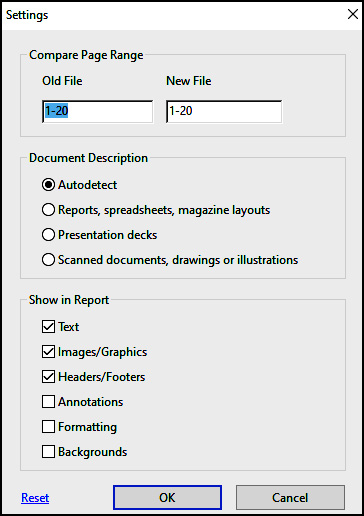 Figure 6.17 – Compare Files option settings