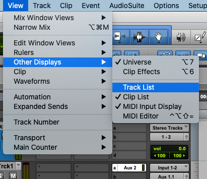 Figure 1.15: Enabling Track List to be viewable