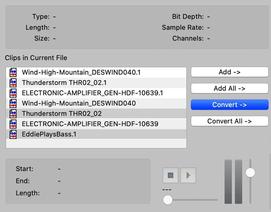 Figure 2.3: The Import Audio window’s clip preview (bottom left)