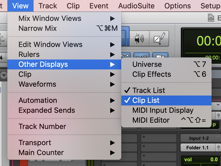 Figure 2.14: Enabling Clip List