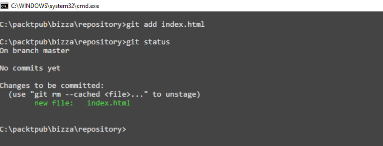 Figure 1.9 – A screenshot showing the staging state of Git