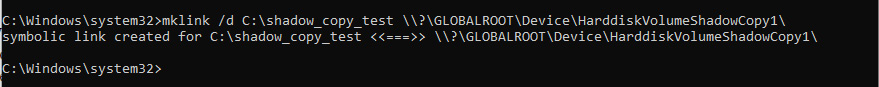 Figure 1.7 – Mounting a volume shadow using mklink