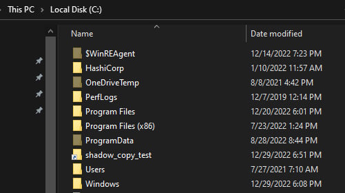 Figure 1.8 – Mapped shadow copy in the C drive