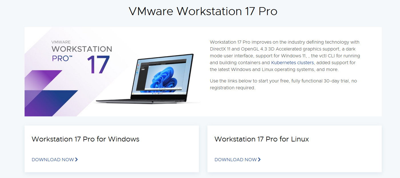 Figure 1.9 – VMware Workstation download page