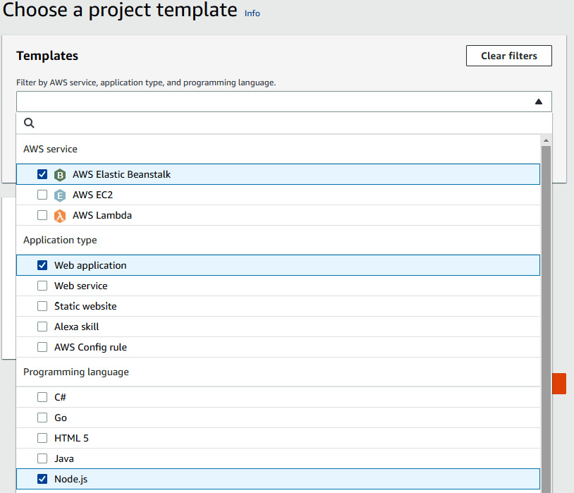 Figure 1.17 – Selecting service, application type, and programing language
