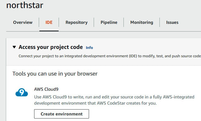 Figure 1.23 – CodeStar project page at IDE tab
