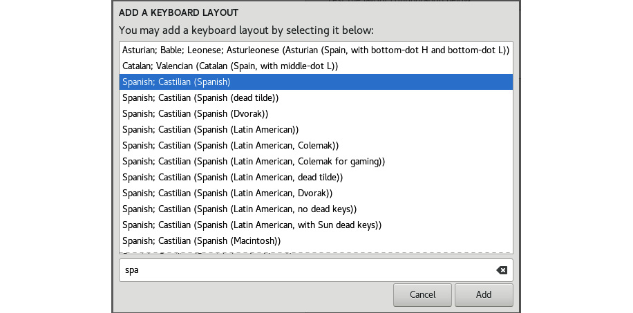 Figure 1.21 – RHEL 9 install – keyboard selection list
