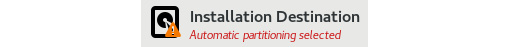 Figure 1.32 – RHEL 9 install – the Installation Destination icon with a warning sign as this step is not complete
