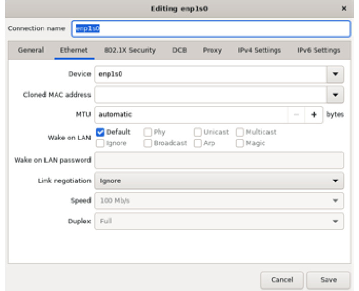 Figure 1.45 – RHEL 9 install – the NETWORK & HOST NAME configuration, interface configuration, and Ethernet tab
