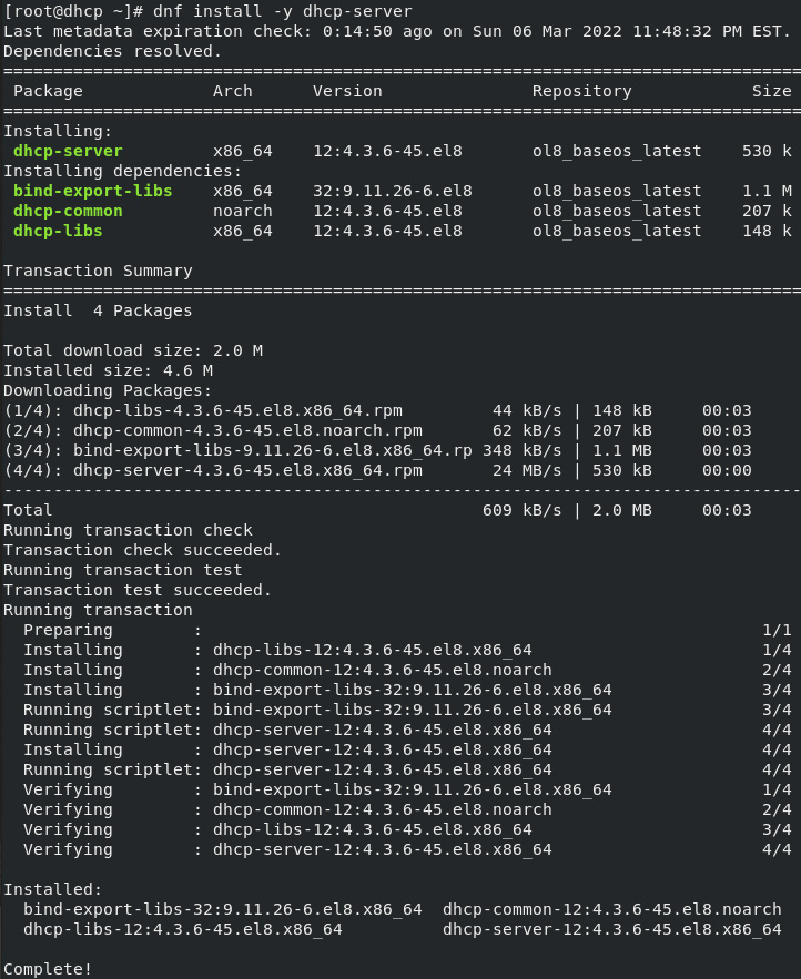 Figure 2.3 – DHCP server installation