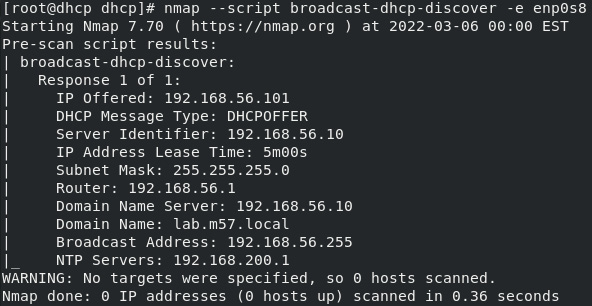 Figure 2.8 – Nmap DHCP discovery