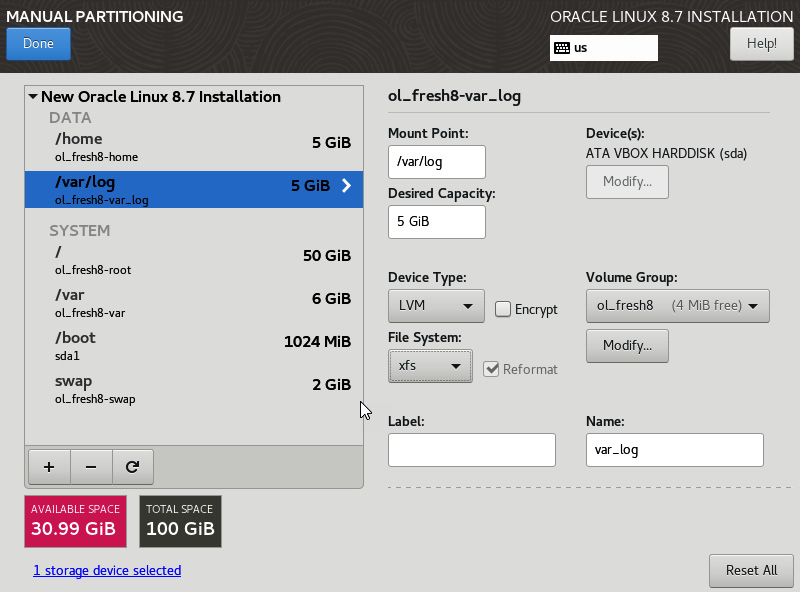 Figure 2.28 – Manual Partitioning