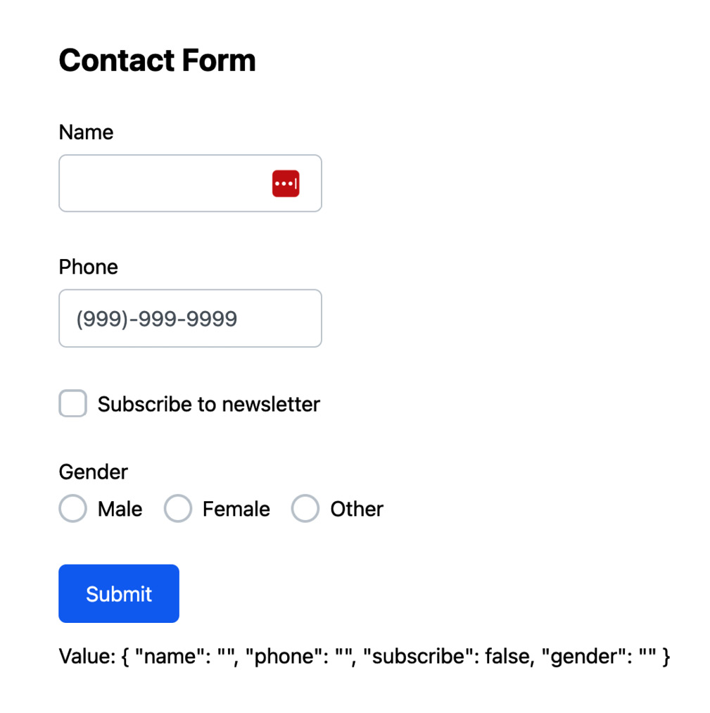 Figure 5.3 – Sample contact form