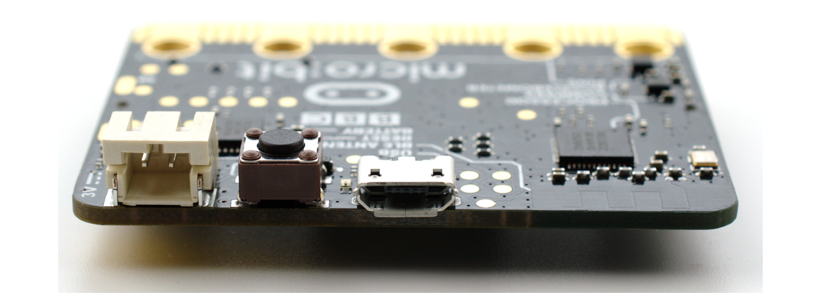 Figure 1.4 – The battery socket and micro-USB port (courtesy: https://commons.wikimedia.org/wiki/File:BBC_micro_bit_%2826238853955%29.png)
