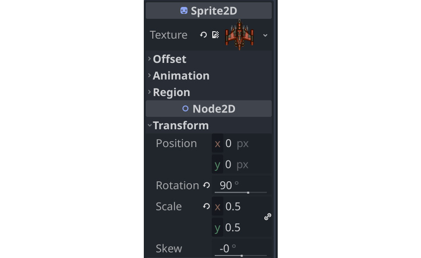 Figure 3.5: Player sprite settings