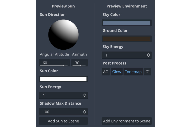 Figure 6.10: Add environment and sun