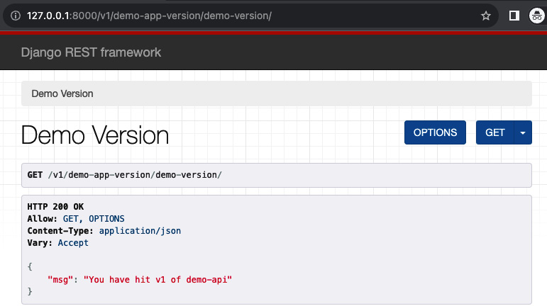 Figure 1.7: Output showing which version we have hit for the given API