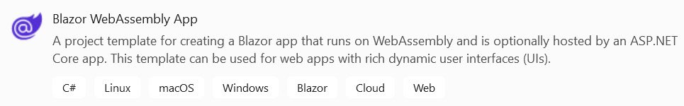 Figure 2.3 – Blazor WebAssembly App project template
