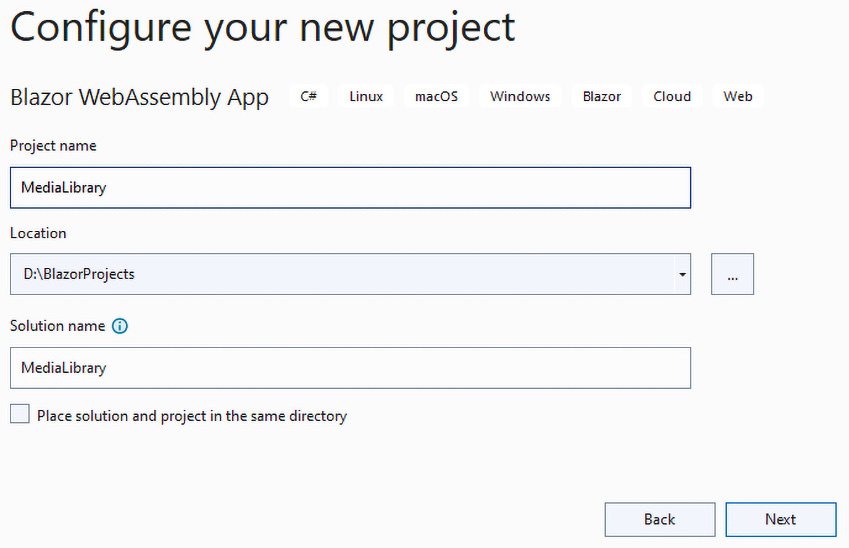 Figure 2.4 – The Configure your new project window
