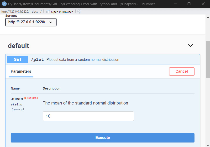 Figure 11.10 – Enter the argument and click Execute