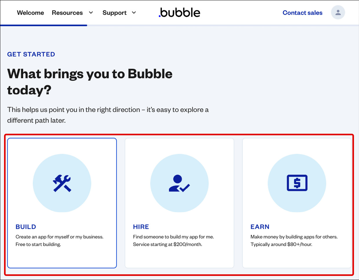 Figure 1.3: Bubble.io sign-up onboarding – step 1