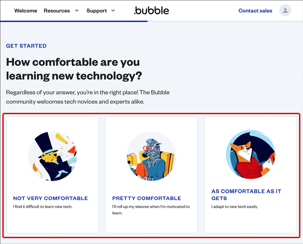 Figure 1.4: Bubble.io sign-up onboarding – step 2