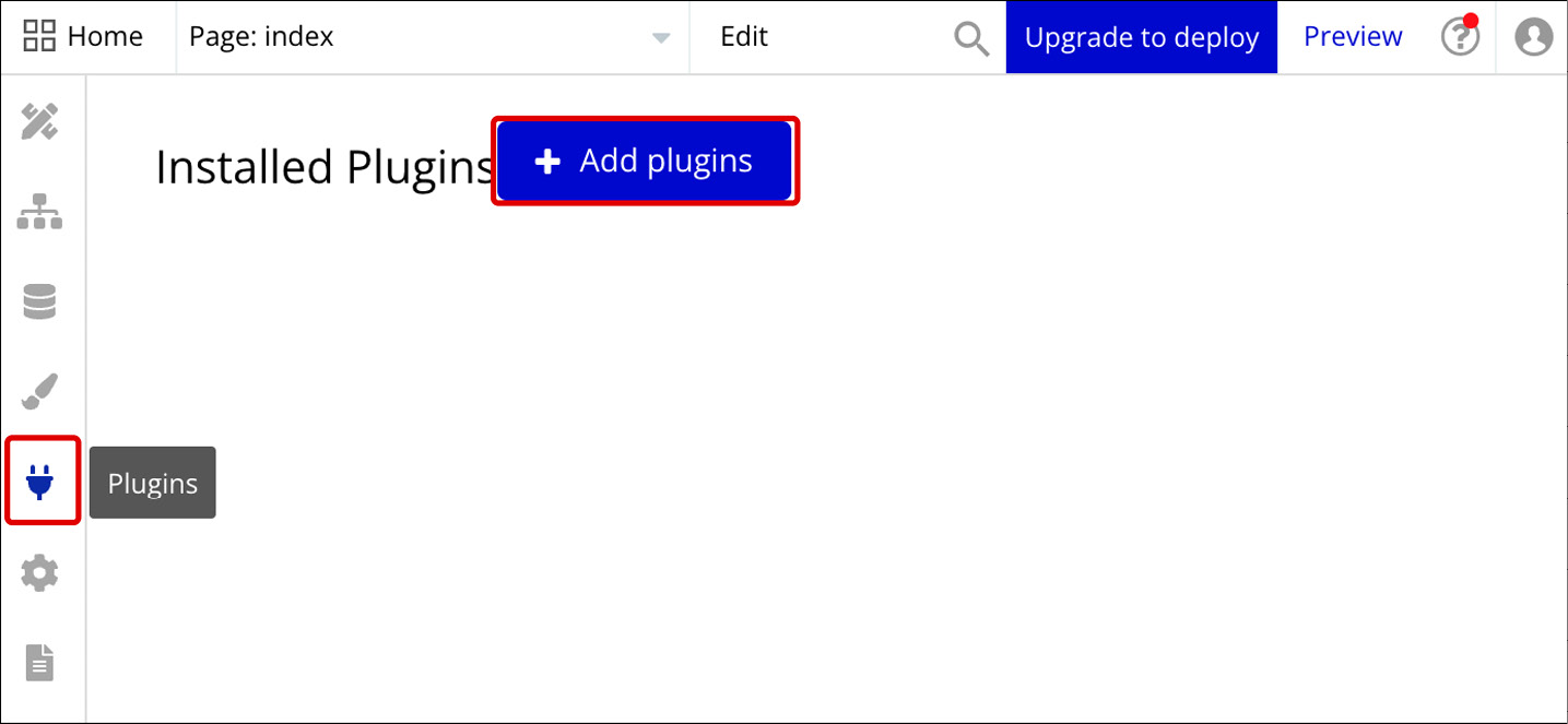 Figure ﻿1.25: Bubble.io – Plugins tab