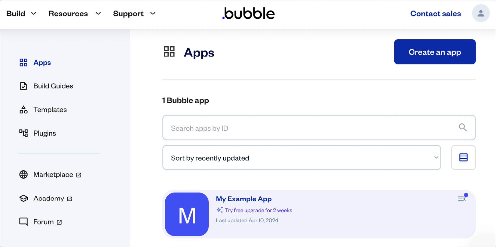 Figure ﻿1.28: Bubble.io – account apps