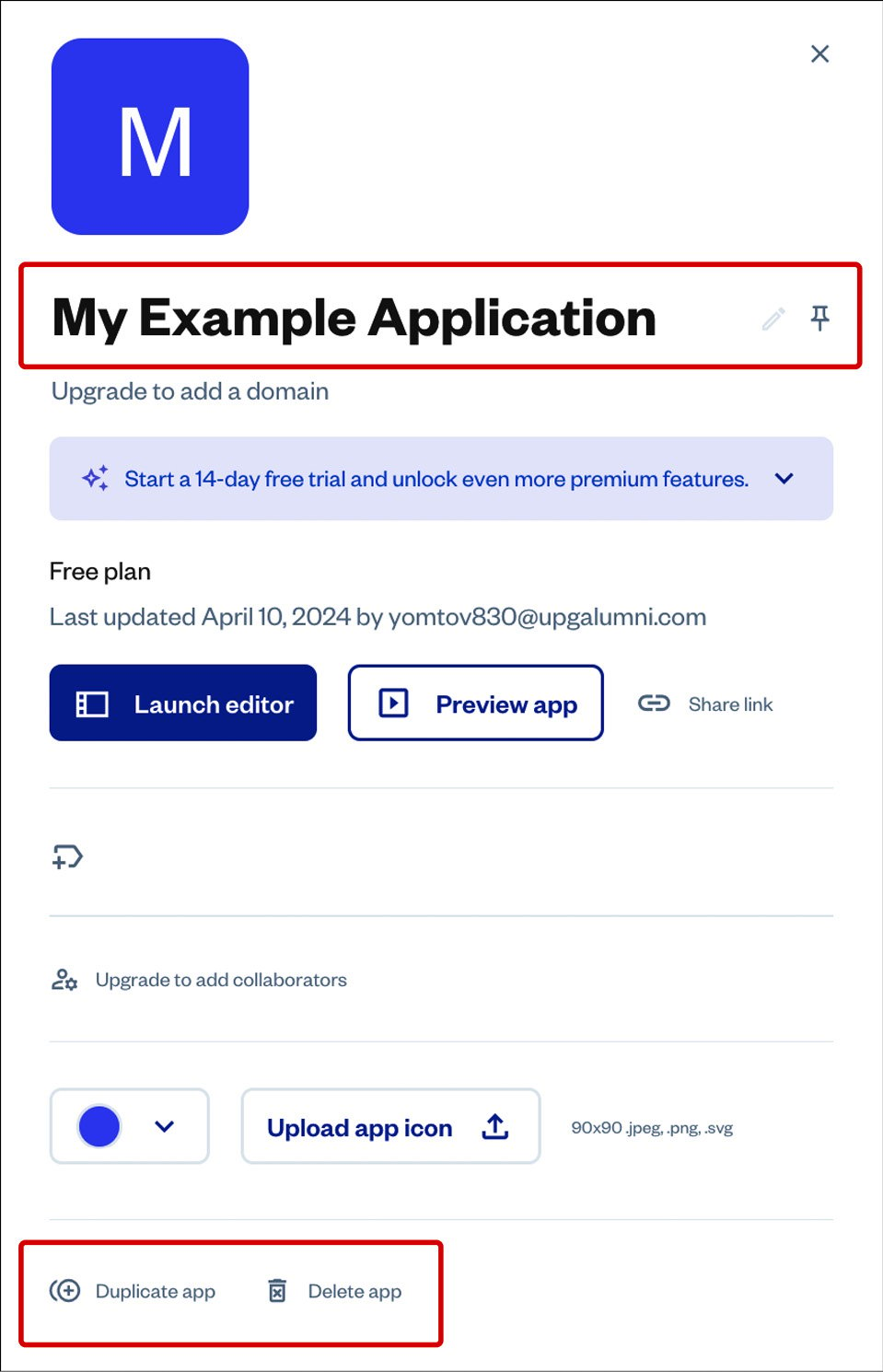 Figure ﻿1.29: Bubble.io – app details