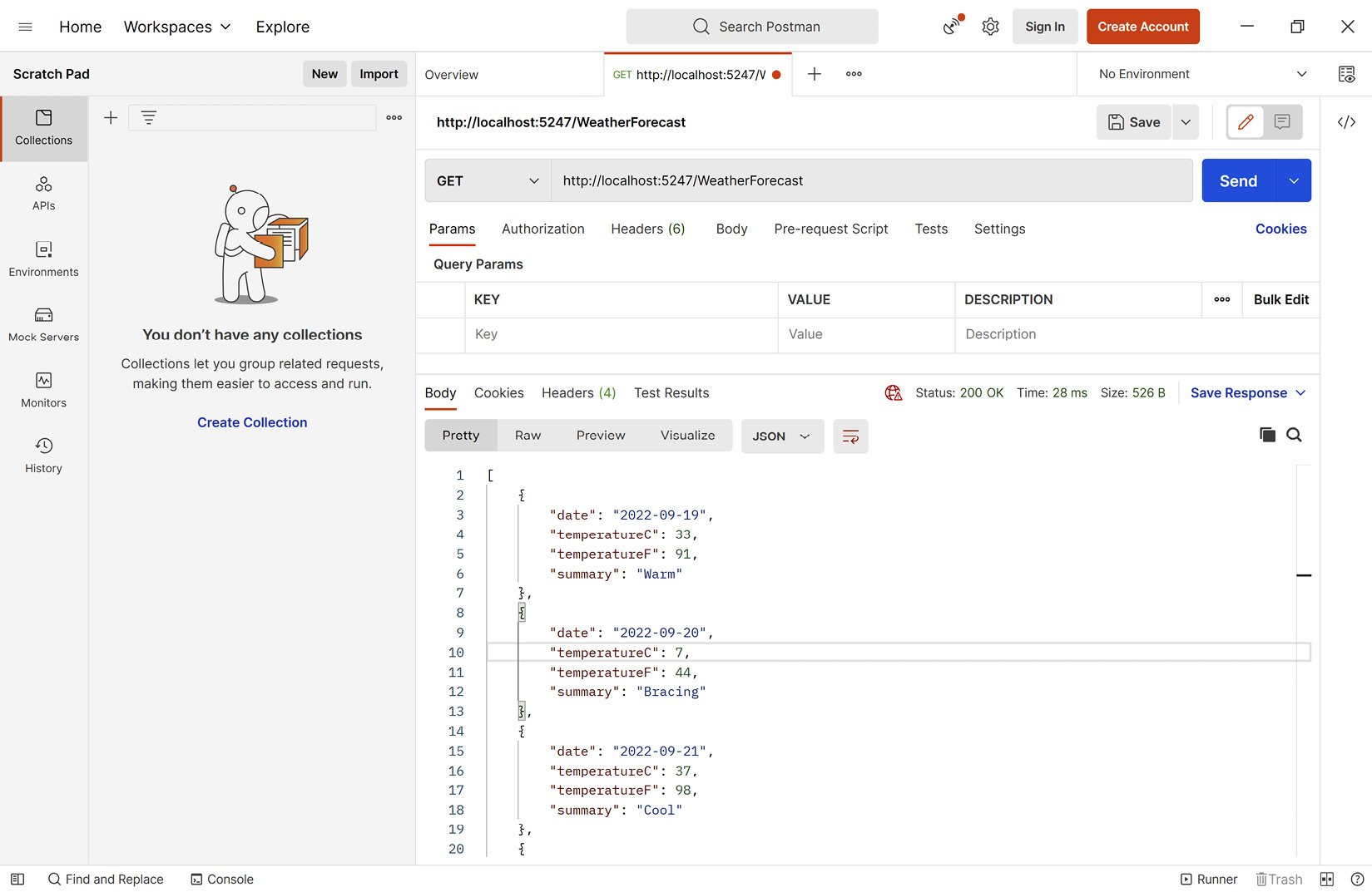 Figure 2.8 – Using Postman to call the API