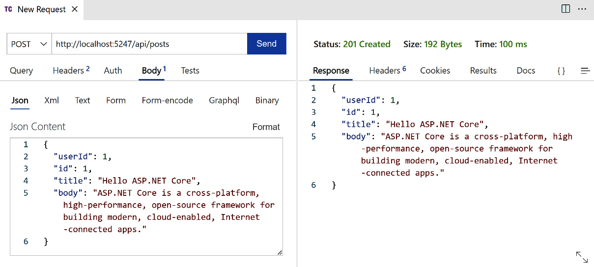 Figure 2.19 – Sending a POST request