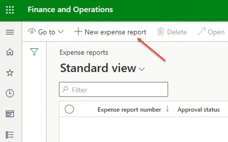 Figure 1.2 – The New expense report button