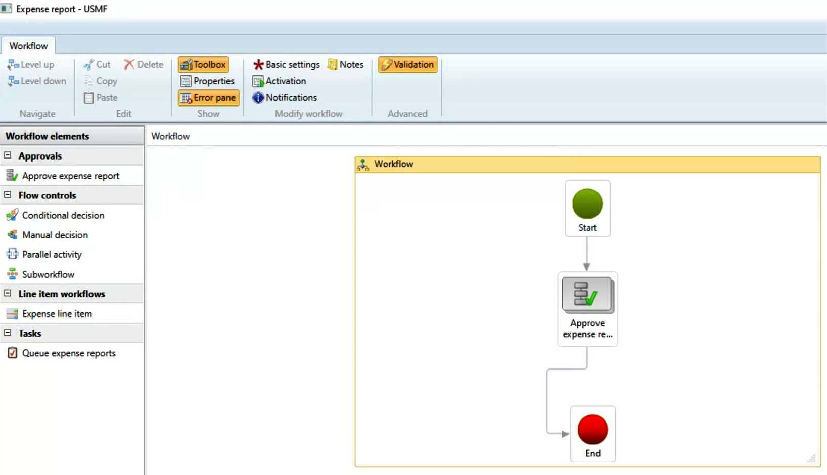 Figure 1.8 – A D365 Expense report workflow